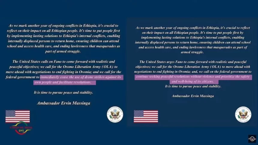 U.S. Ambassador Ervin Massinga Calls for Peace Amid Ethiopia’s Ongoing Conflicts