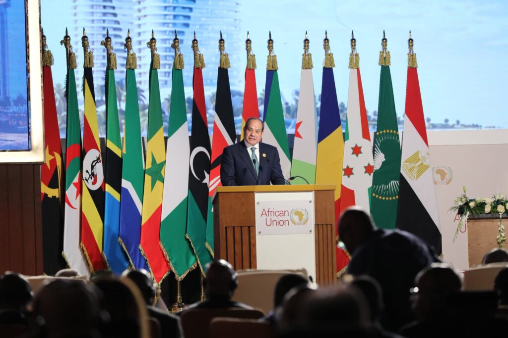 Egyptian President Abdel Fattah Sisi at 8th AU Mid-Year Coordination Meeting in Alamein, Egypt
