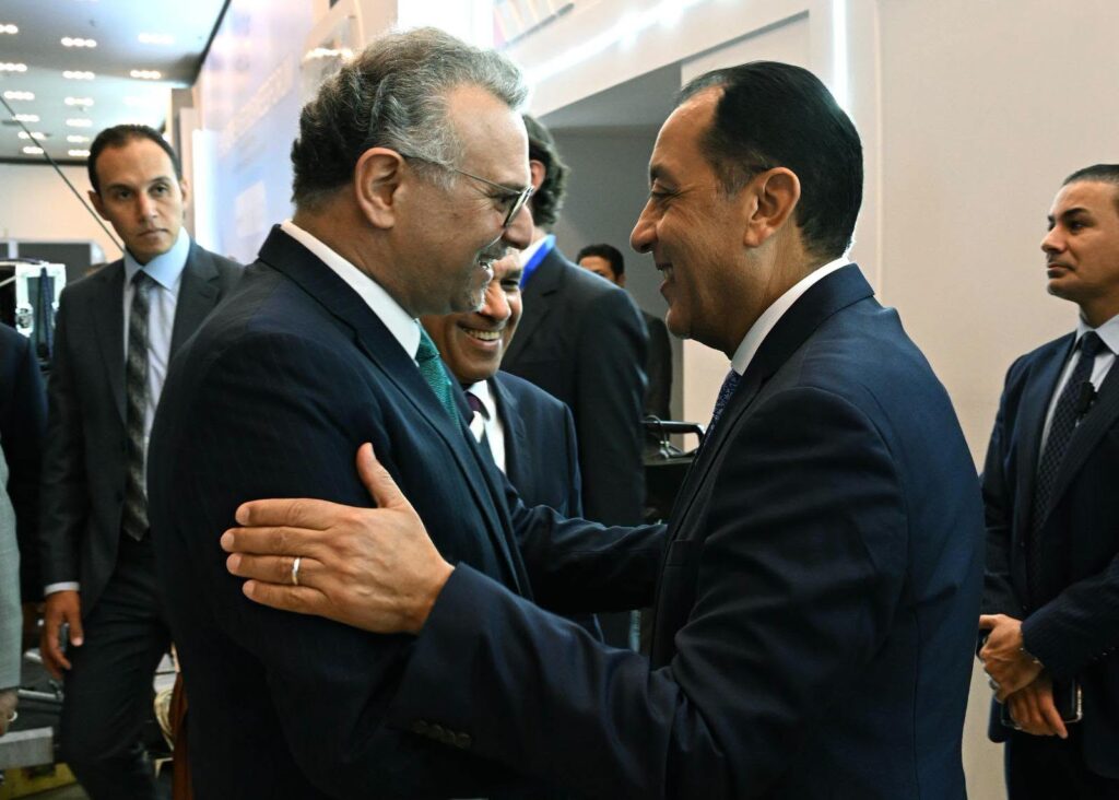 Egyptian Prime Minister Mostafa Madbouly with the U.S. Senior Advisor for Arab and African Affairs  Massad boulos at the Alamein-Africa Forum
